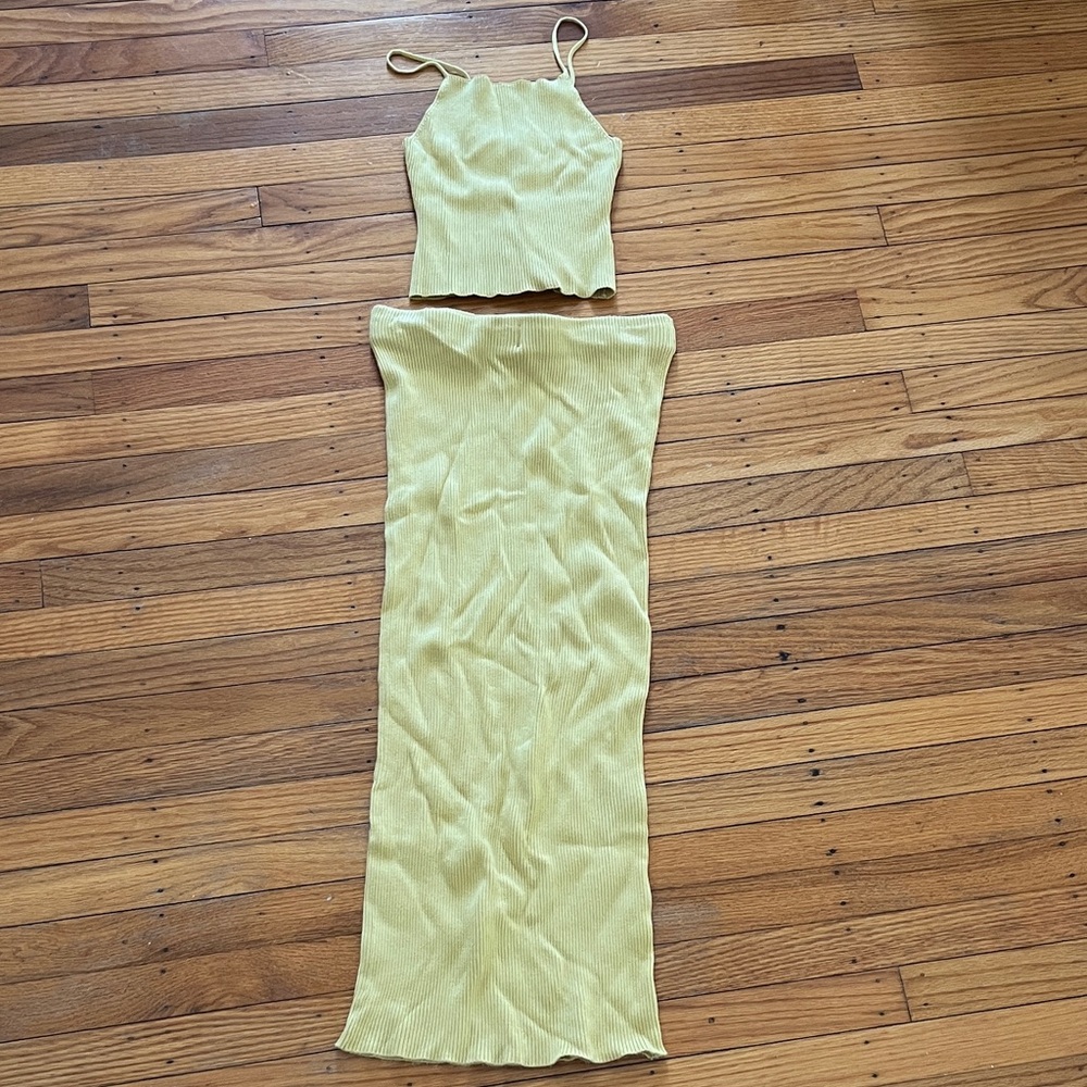 H&M Yellow Ribbed Two-Piece Set